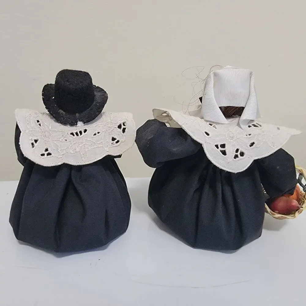 Vintage Thanksgiving Autumn Fall Bean Bag Pilgrim Decorations Set of 2